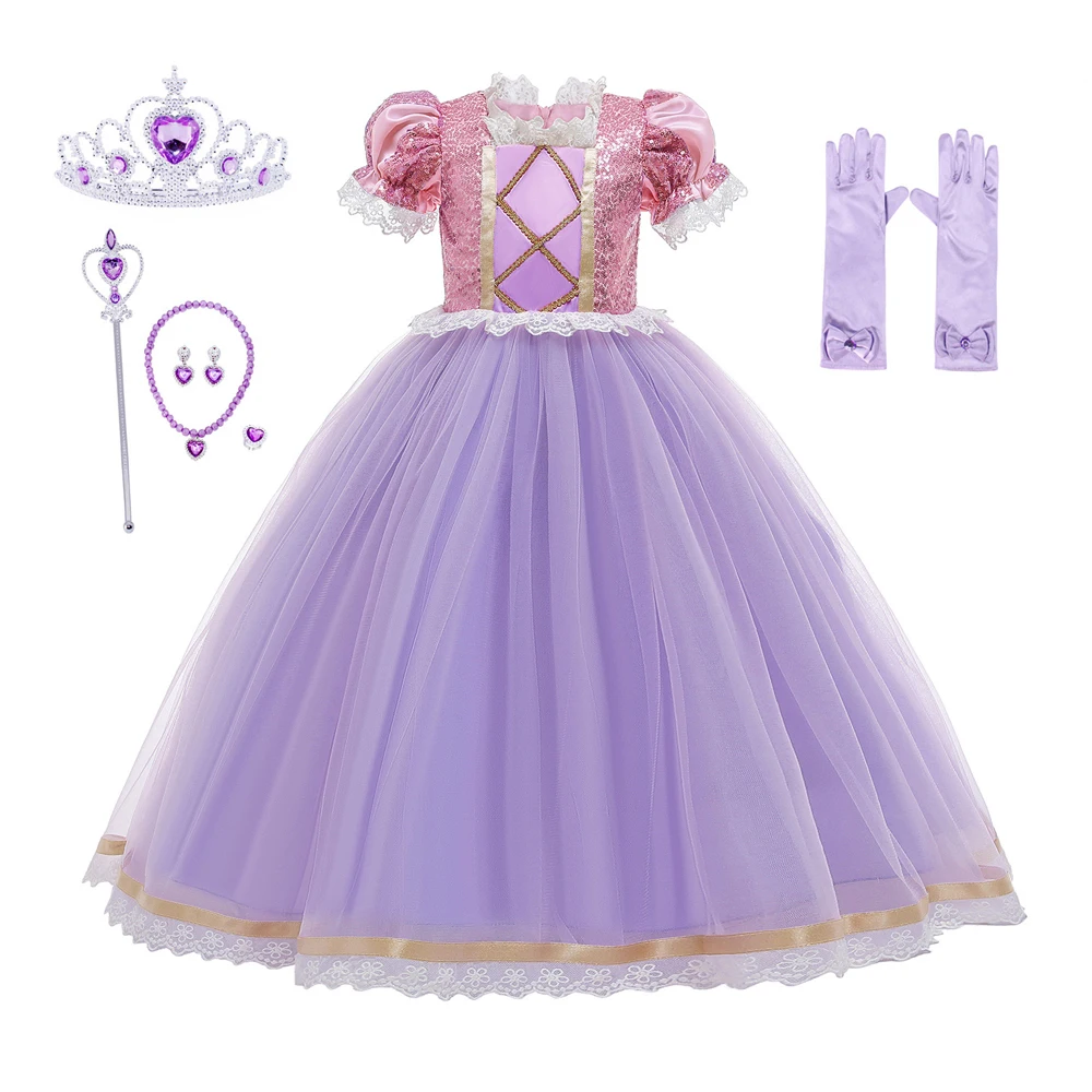 

Женский костюм принцессы Jurebecia, фиолетовый костюм принцессы для косплея на день рождения с пышными рукавами и аксессуарами