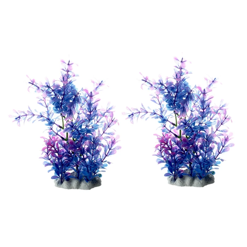 

2X Purple Artificial Water Plants For Fish Tank Aquarium Decoration Ornament