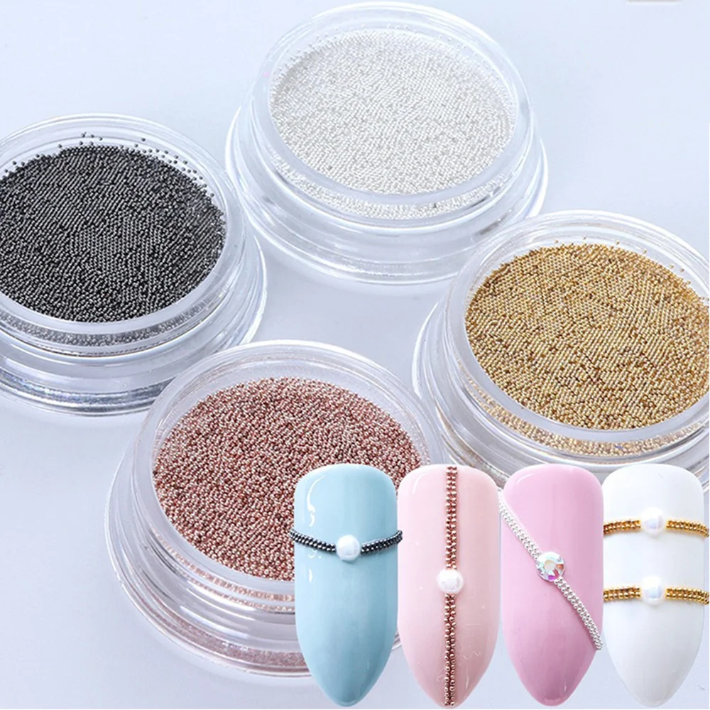 

0.4mm 3d Micro Steel Beads Nail Decoration High Quality Gold Silver Grey Balls Nail Art Decorations Mini Accessory Nail Tool