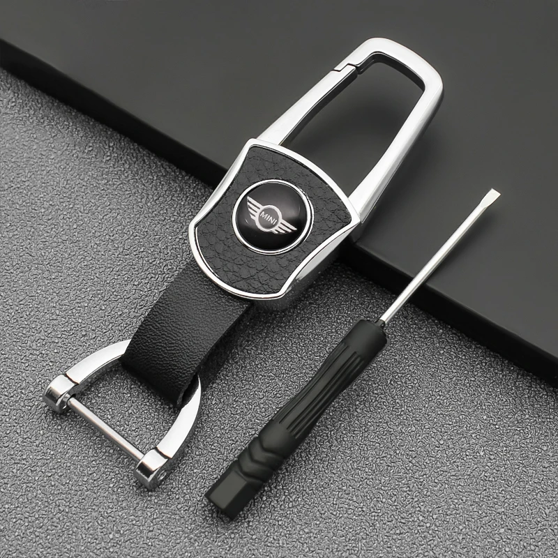 

Car Emblem Leather Texture Styling Keychain Key Ring Accessories For MINI COOPER One countryman Clubman F56 F60 F55 R56 R55 R60