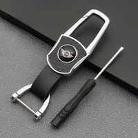 car emblem leather texture styling keychain key ring accessories for mini cooper one countryman clubman f56 f60 f55 r56 r55 r60