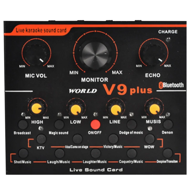 

V9 Plus Professional Audio Mixer Audio USB External Sound Card Headset Microphone Webcast Streamer Live Sound Card