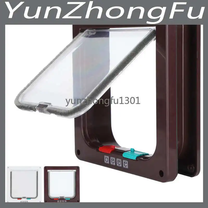

Dog Cat Flap Door with 4 Way Security Lock Flap Door for Dog Cats Kitten ABS Plastic Small Pet Gate Door Kit Cat Dogs Doors