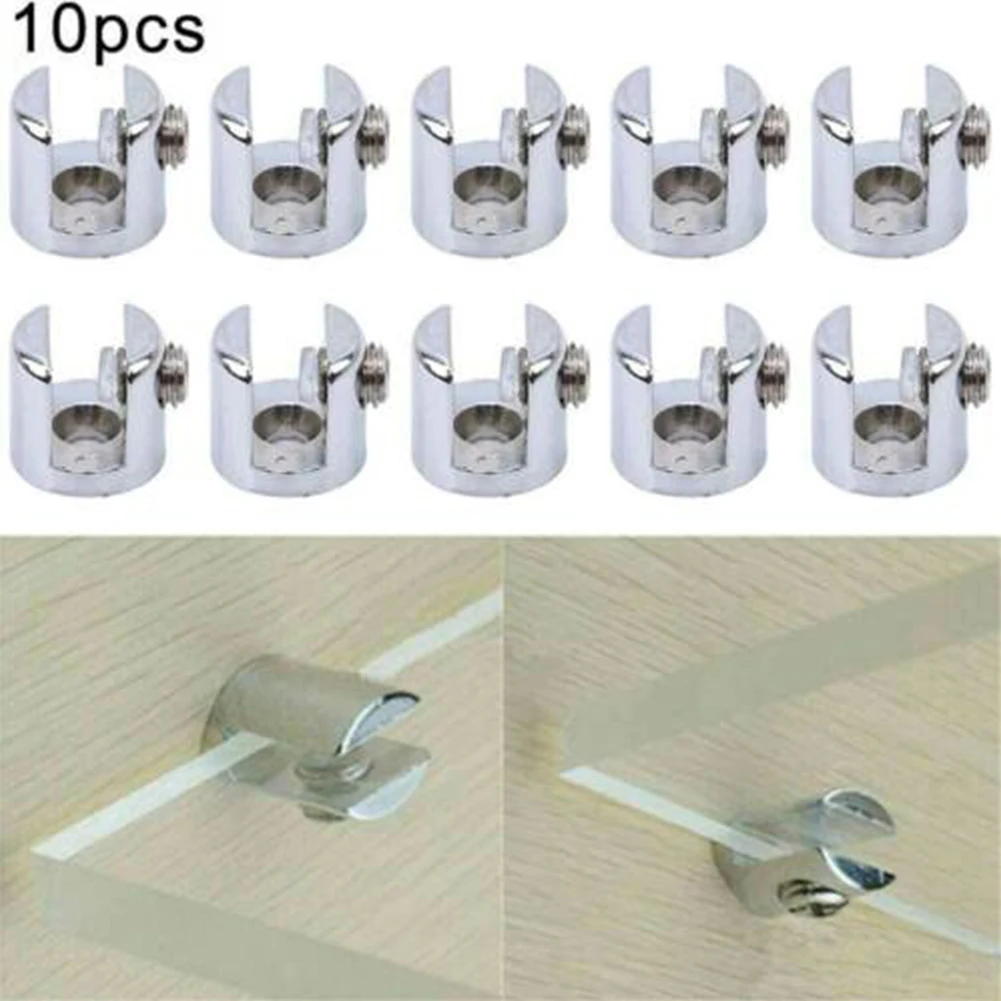 

10pcs Glass Shelf Support Clamp Brackets Clip Polished Chrome Shelves 6-8mm Clip Tool For Fixing Bathroom Glass Door Hardware