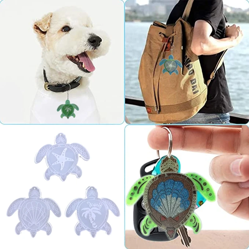 

R3MC DIY Turtle Shape Keychain Silicone Epoxy Mold DIY Ornaments Pendant Jewelry Crafting Mould for Valentine Love Gift