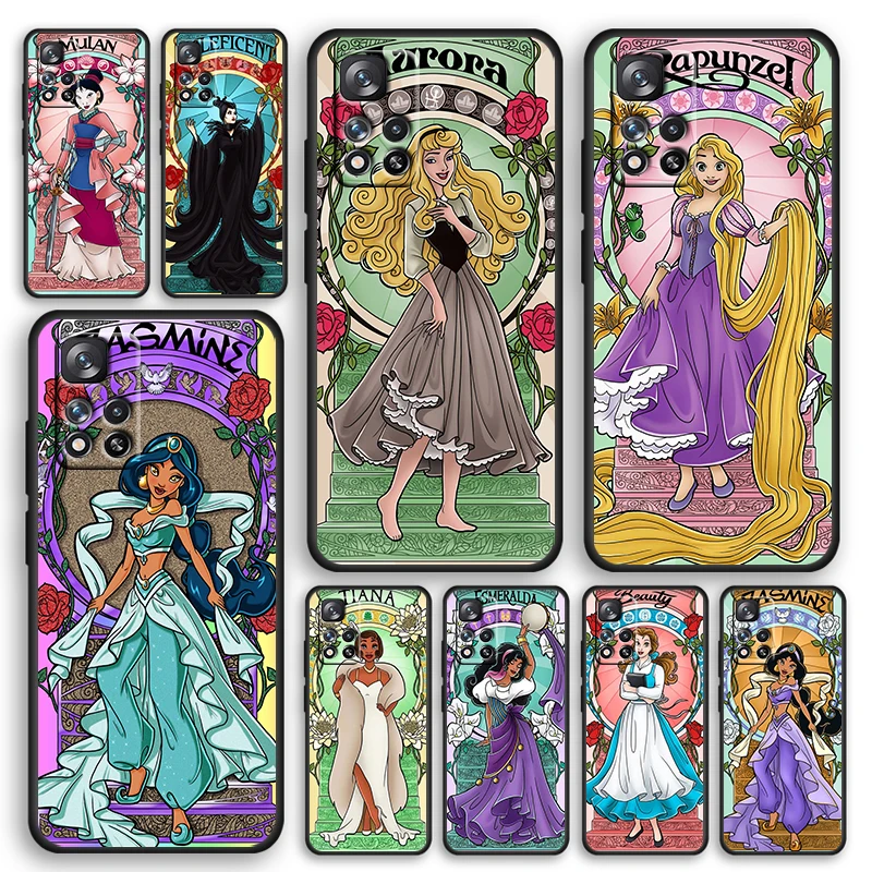 

Beautiful Princess Black Phone Case For Xiaomi Redmi Note 12 11E 11S 11 11T 10 10S 9 9T 9S 8T 8 Pro Plus 5G Cover