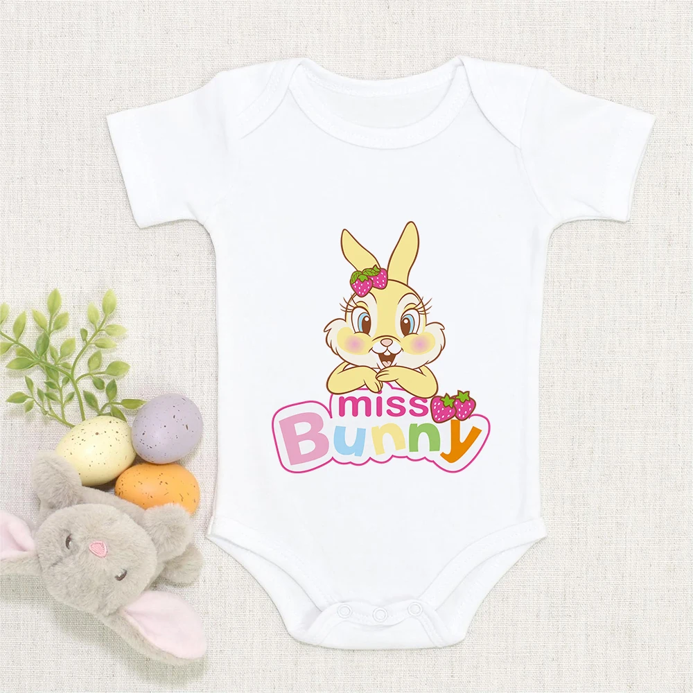 

Disney Bambi Newborn Clothes Cartoon Miss Bunny Print Summer Comfort High Quality White Short Sleeve Baby Girl Jumpsuit