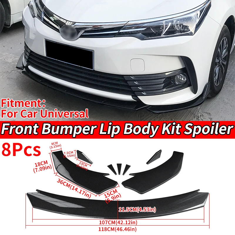 

Car Universal Front Bumper Lip Body Kit Spoiler Splitter Canard ABS Accessories Carbon Fiber Look For BMW Audi Lexus Benz Mazda