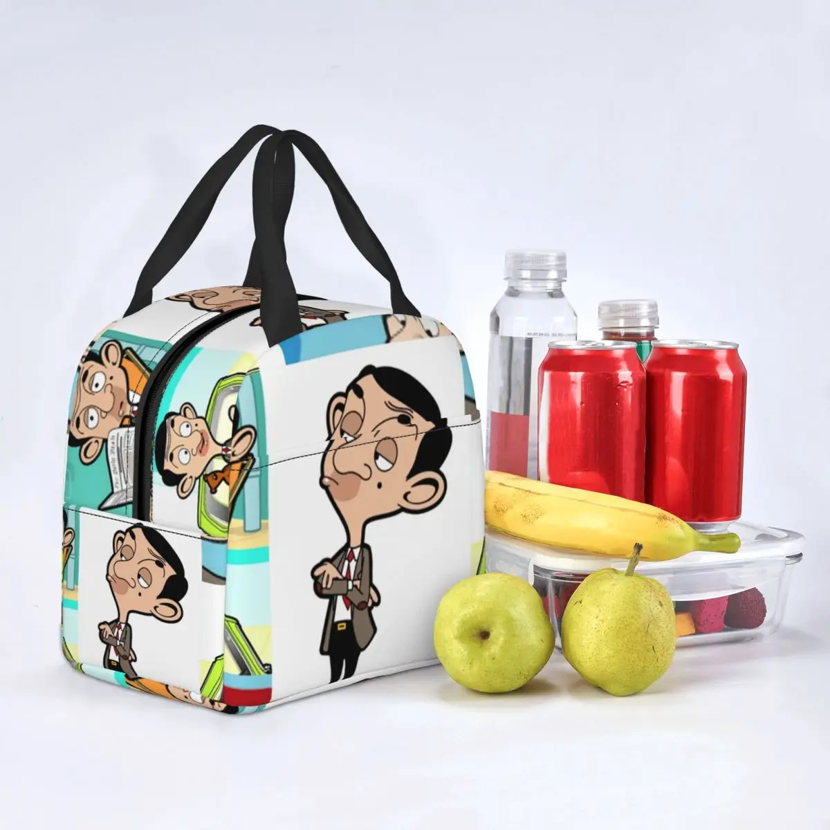 Custom Mr Bean Cartoon Tv Movies Lunch Bag Men Women Thermal Cooler Insulated Lunch Boxes for Kids School Thermal Bags images - 6