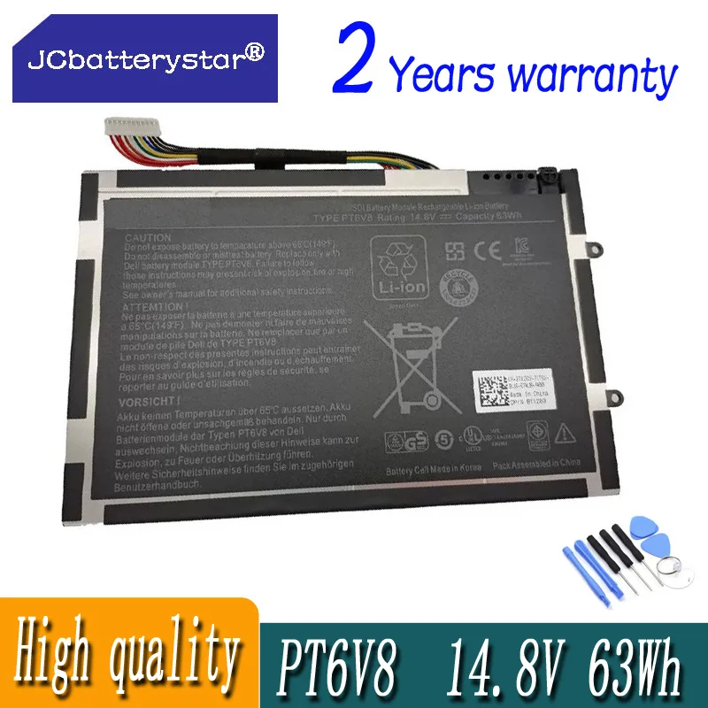 JC PT6V8 Аккумулятор для ноутбука DELL Alienware M11x M14x R1 R2 R3 P18G T7YJR 8P6X6 08P6X6 14 8 В 63WH