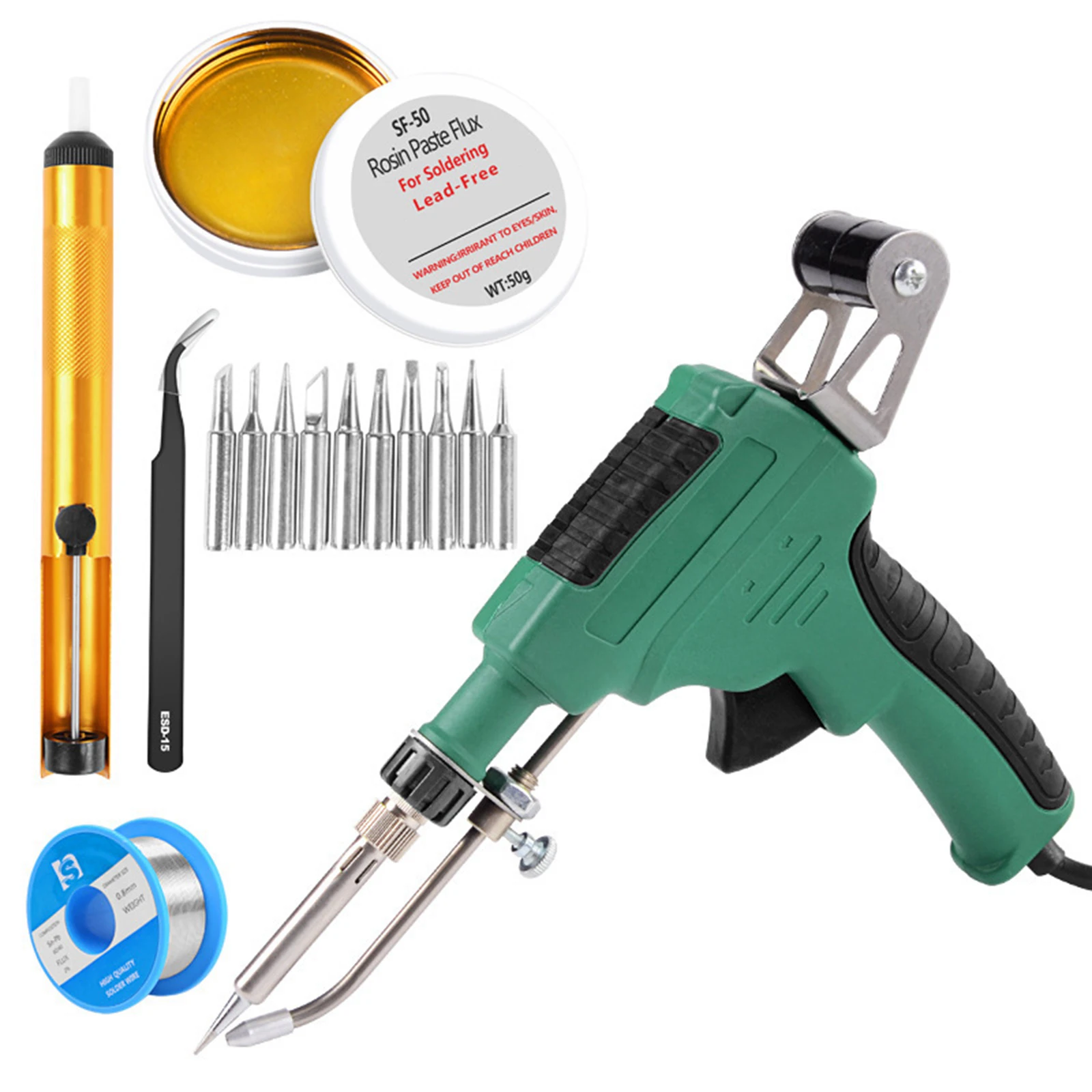 

50W electric soldering iron kit with built-in heating gun, handheld automatic sending soldering station repair tool