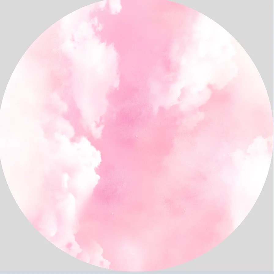 

Sensfun Pink Clouds Round Background Baby Shower Circle Photo Backdrop Flowers Party Decoration Table Cylinder Cover