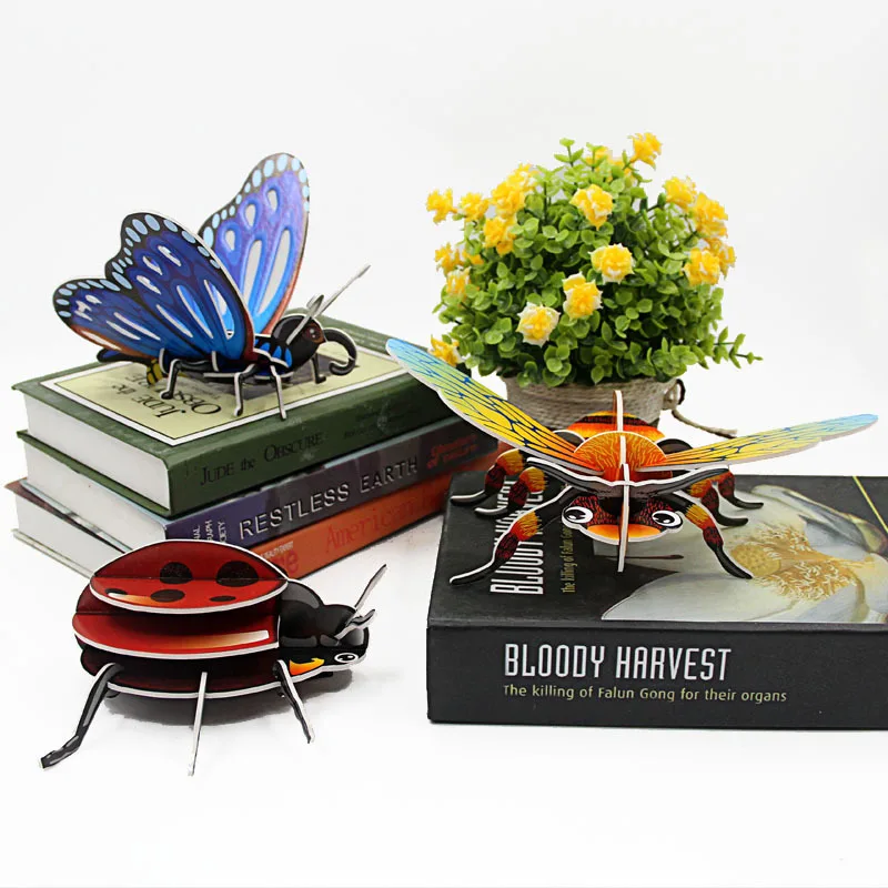 

Бумажная трехмерная головоломка «сделай сам», насекомое, Бабочка, пчела, познавательные детские игрушки ручной работы