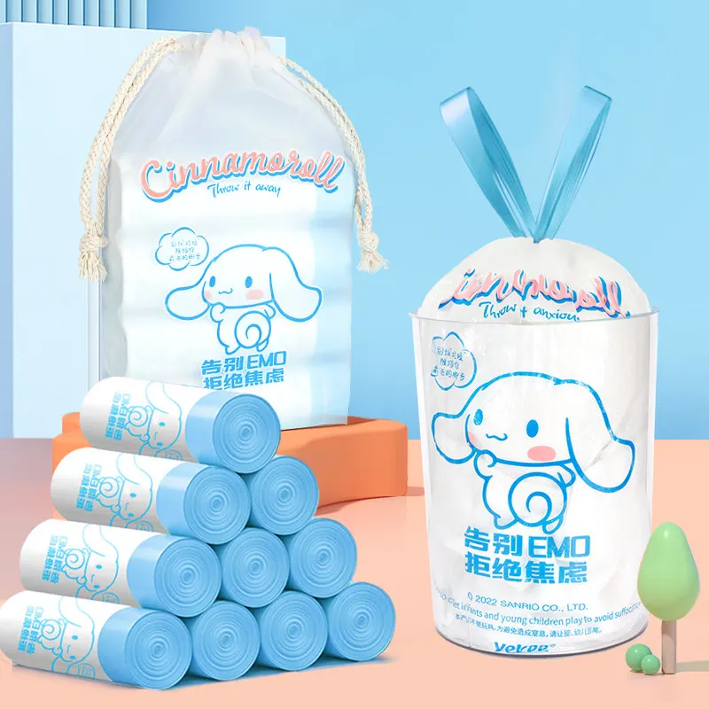 

Kawaii Sanrios Thicken Drawstring Garbage Bags Household Disposable Trash Pouch Anime Kuromi Cinnamoroll My Melody Cartoon Gift