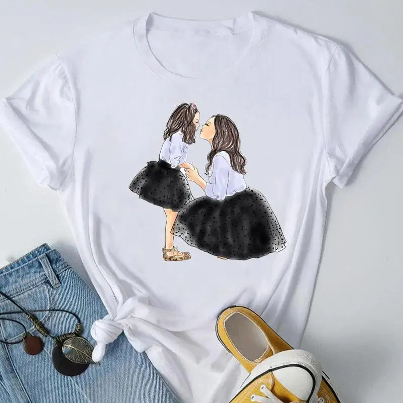 

Daughter Mom Women Lady Mama Mother Tee Casual Top Trend Fashion Summer Tshirt Short Sleeve O-neck Travel Graphic T-Shirt