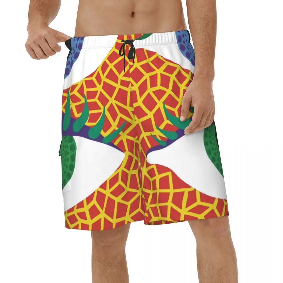 

Two Eye Yayoi Kusama 3D Printed Beach Shorts Men Summer Polka Aesthetic Swimwear Short Pants Breathable Sports Surf Board Shorts
