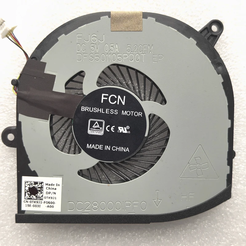0TK9J1 Новый оригинальный охлаждающий вентилятор для ноутбука DELL XPS 15 9570 Precision 5530