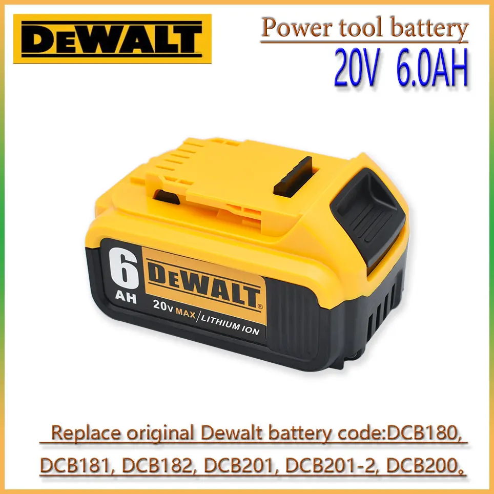 100% Original For DeWalt 20V 6000mAh Rechargeable Power Tools Battery with LED Li-ion Replacement DCB205 DCB204-2 DCB206