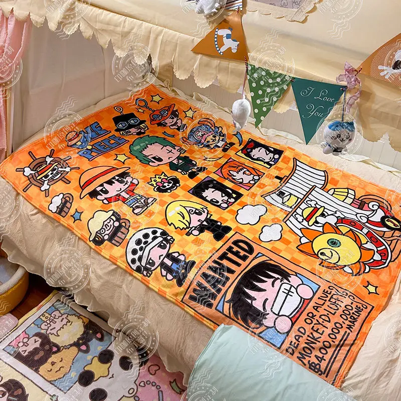 150 см цельное одеяло Луффи Зоро фланелевое с героями мультфильмов два размера для
