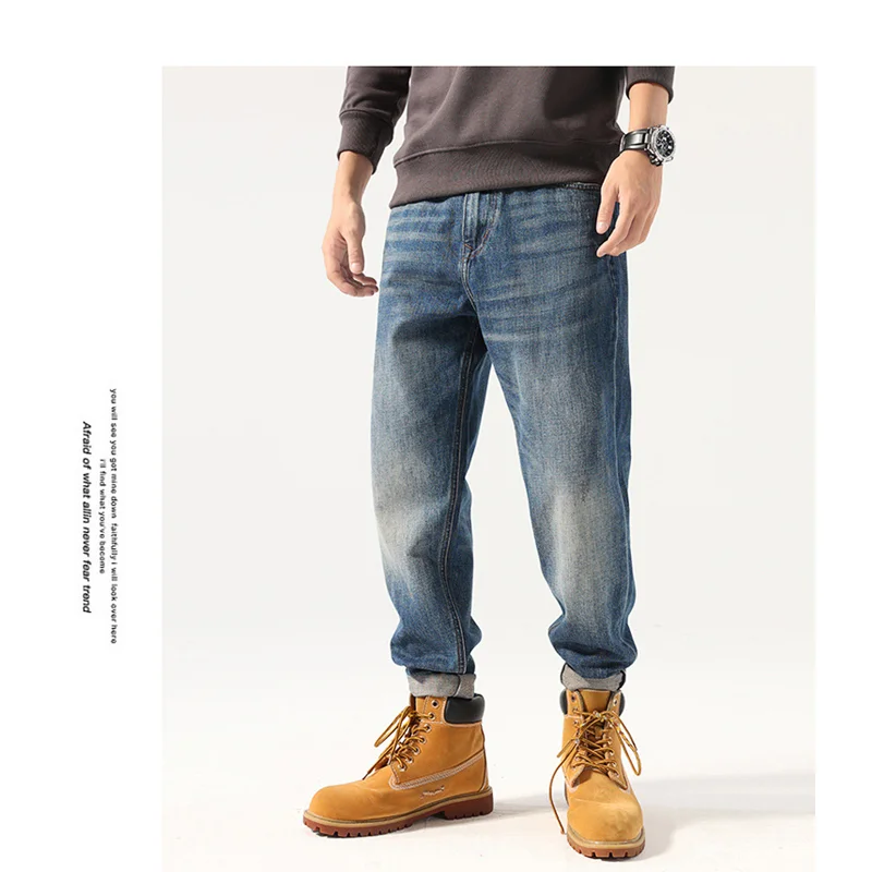 Streetwear Men 2022 Autumn and Winter New Pattern Fashion Straight Cylinder Trousers American Vintage Loose Blue Jeans Female