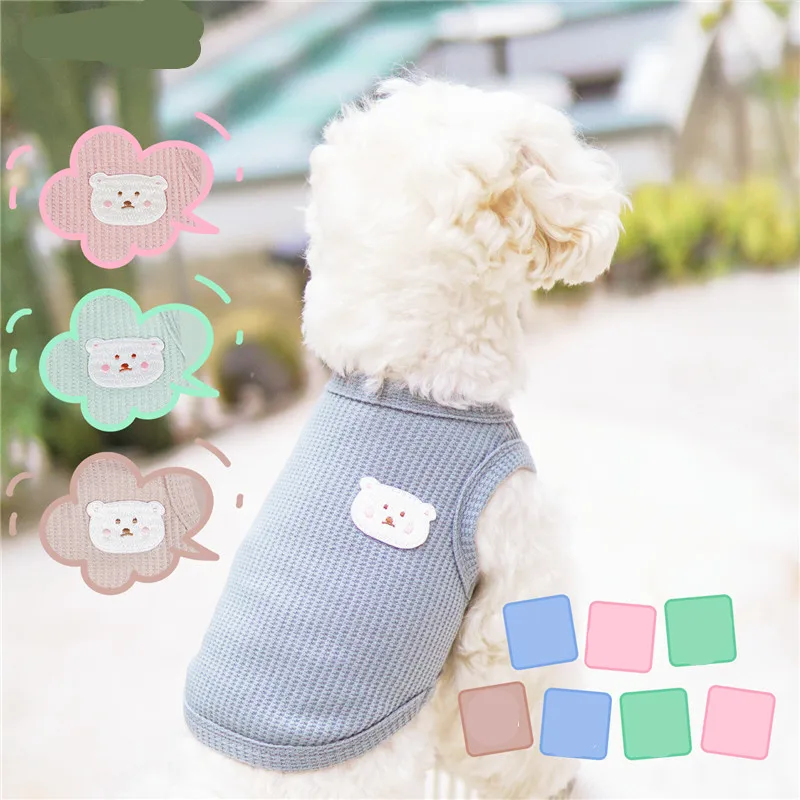

New Cute Summer Pet Clothes Soft Teddy Bear Small and Medium Dog Vest T-shirt Clothing Thin Breathable Pullover Dog Clothes