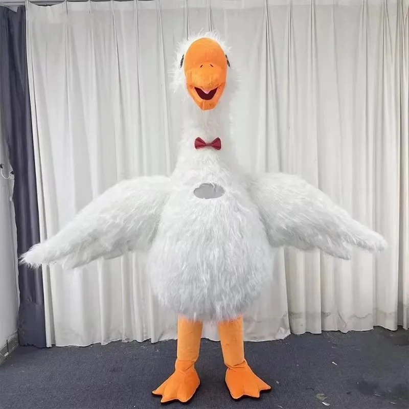 Надувной костюм талисмана белого лебедя для взрослых пушистый гуся развлечений