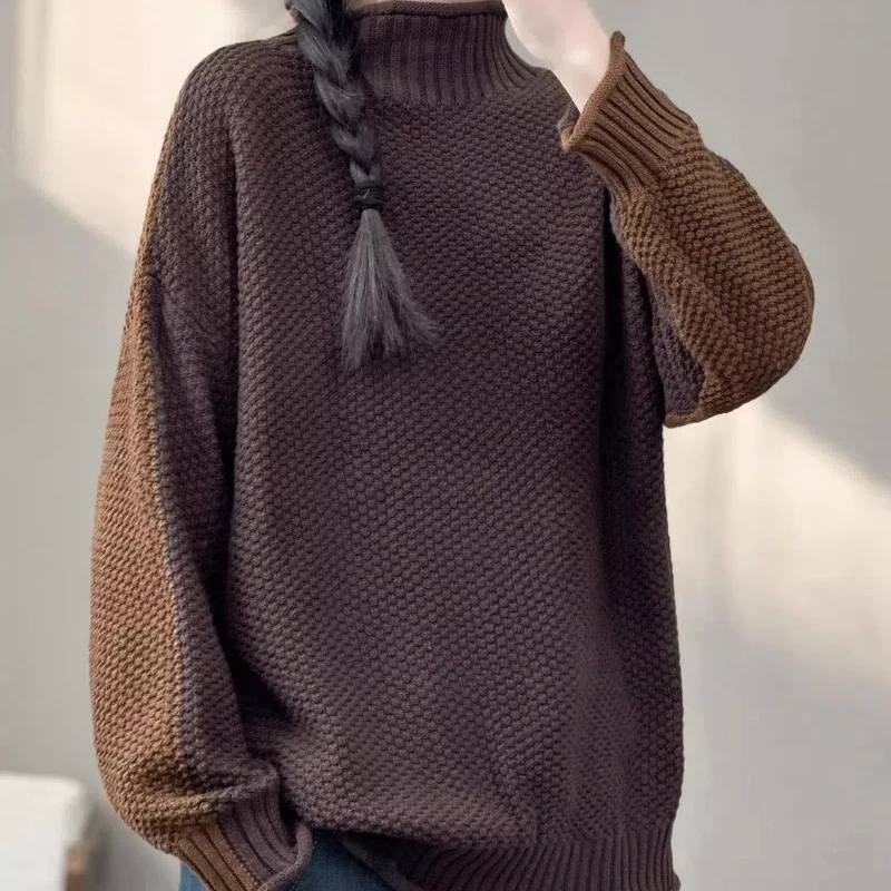 Два в одном высокие пуловеры с вырезом на осень и зиму художественная корейская