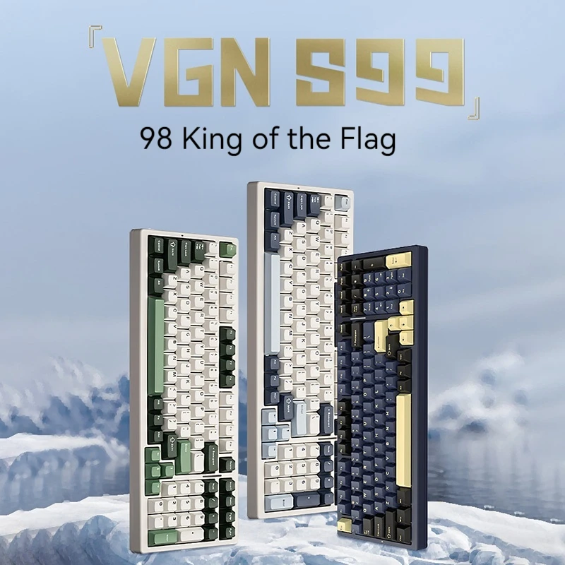 

Vgn S99 Mechanical Keyboard Game Three Mode Hot Plug Single Key Slotted Gasket Structure Customized Ergonomic Hot Plug Keyboard