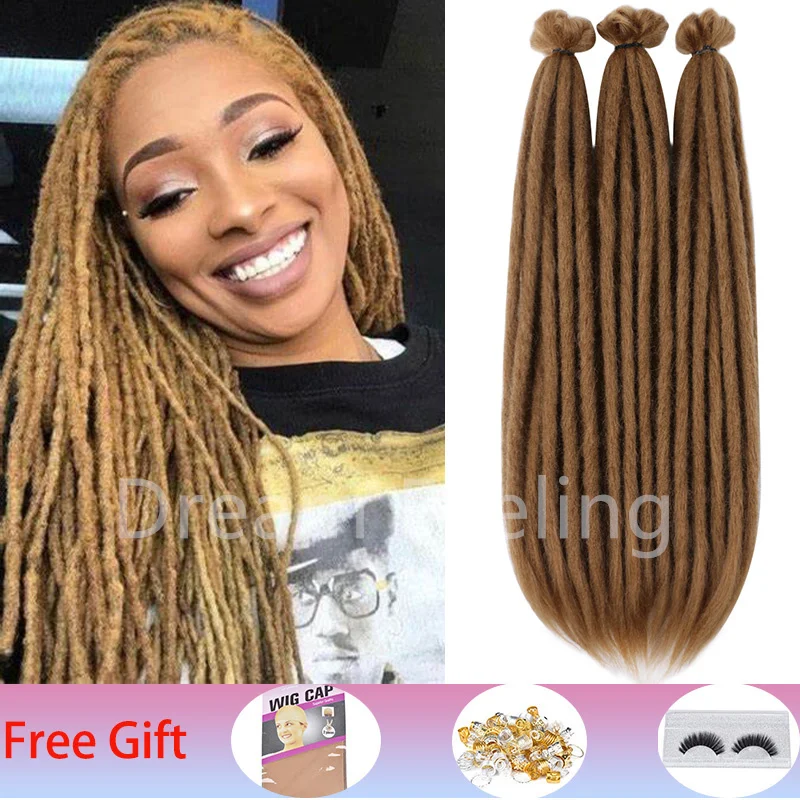 

Synthetic 1Stands/pcs Hair Handmade Dreadlocks Hair Extensions Crochet Hair Black Brown 1 Strands Dreadlock For Women And Men