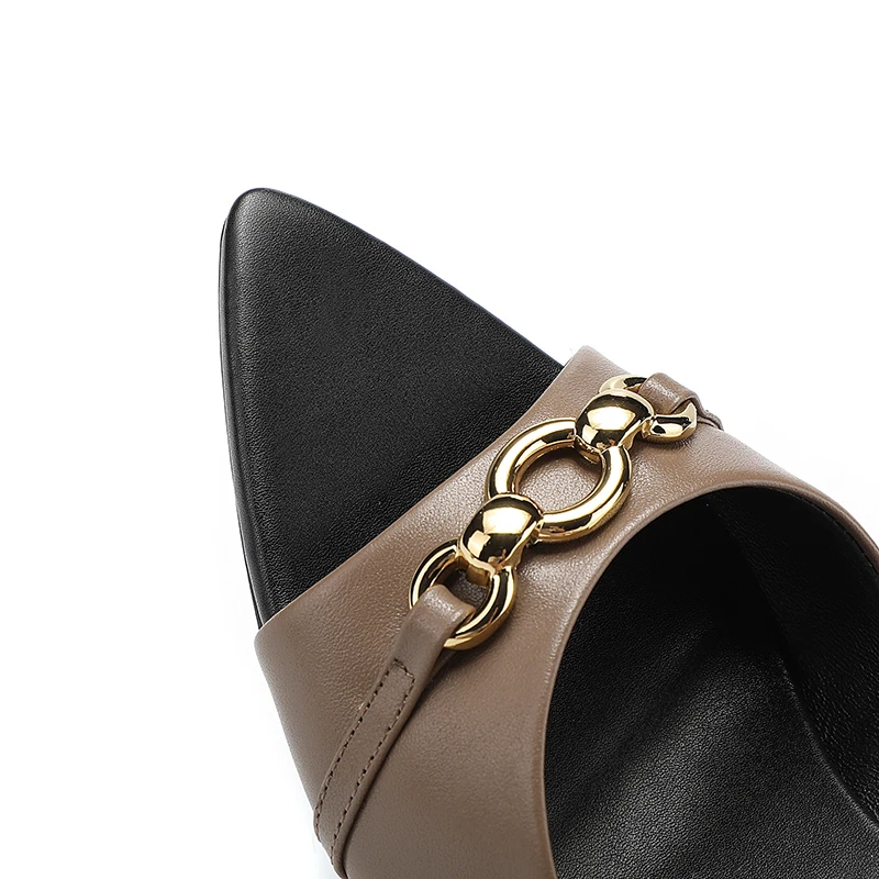 2023 New Fashion Brand Women's Thin Heel Open Toe High Heel Outdoor Casual Pointed Cowhide Fish Mouth Women's Single Shoe 34-43