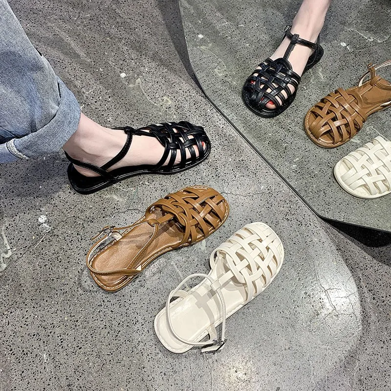 Beige High Heel Sandals Retro Women's Shoes Summer Black Original Fashion Gladiator Comfortable Plain Strap Sexy Casual 43