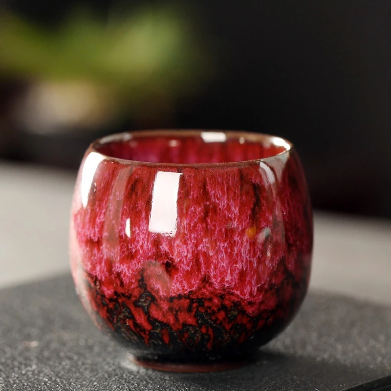 

Керамическая чайная чашка в японском стиле, глазурь тенмоку, короткое изогнутое дно, форма яйца, для чайной церемонии гонфу, кофейная кружка, посуда для напитков