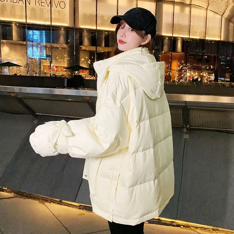 Women Parka Turtleneck Winter Long Sleeve Hooded Down Cotton Cotton Jacket Warm Puff Coat Quilted Korean Fashion Coats