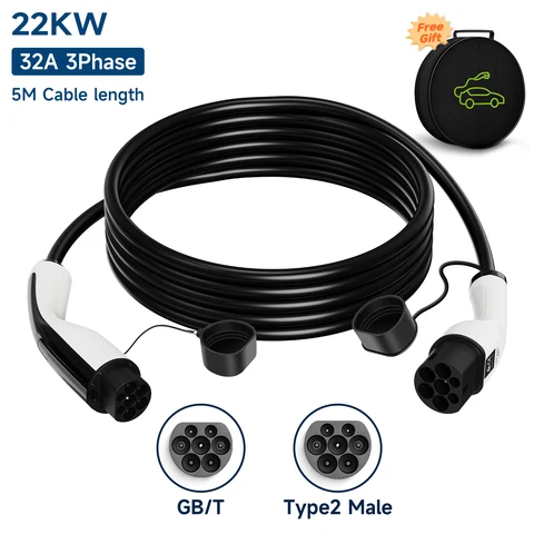 Кабель для зарядки AFEEV Type2 — GBT EV, 32 А, 7 кВт, 22 кВт, 1 фаза/3 фазы, штекер «мама-папа», 3,5 кВт, IEC62196-2, зарядная станция EVSE