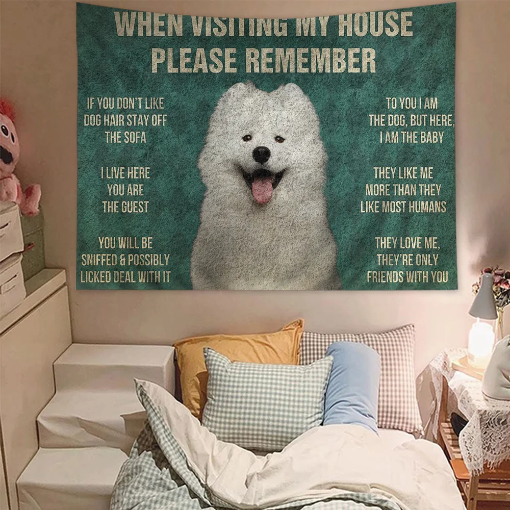Пожалуйста помни Правила дома собак большой настенный гобелен с принтом