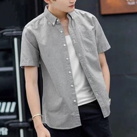 high quality mens short sleeve shirts solid color casual cotton shirts male spring summer fashion slim shirts for men e54