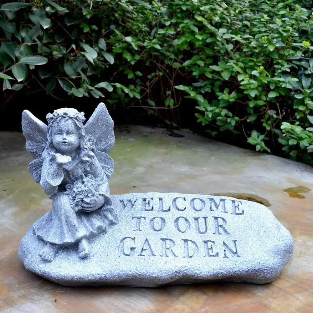 

Outdoor Villa Resin Creative Welcome Angel Pastoral Ornaments Courtyard Garden Sculpture Crafts Landscape Park Staue Decoration