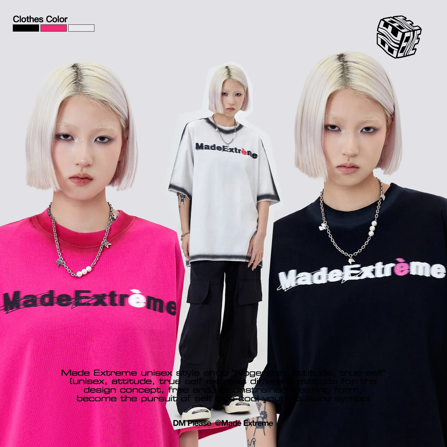 

MADEEXTREME Creative Fun Handdrawn Printed Letter Short Sleeve T-shirt for Men Women Oversized T Shirt
