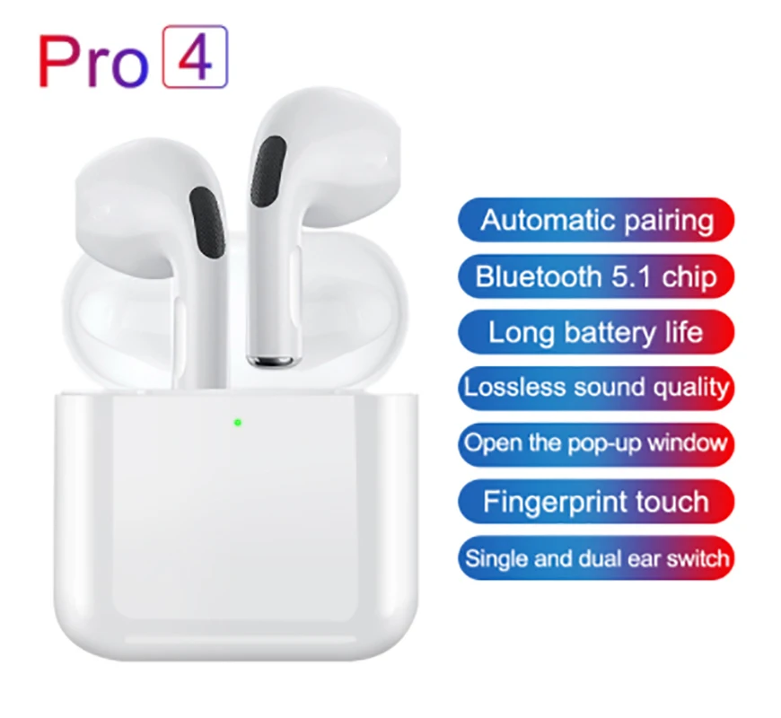 Air Pro 4 Earbuds Wireless Headphones Bluetooth Earphones Mini Earpoddings Handsfree Rename Sport Headsets For Apple Xiaomi Buds