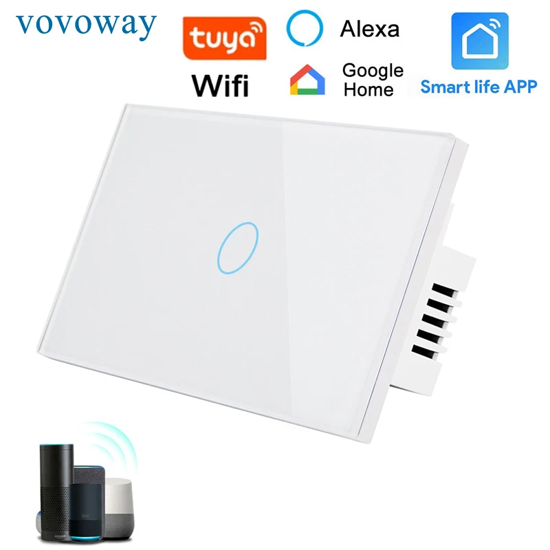 

Wifi smart touch light switch app Alexa voice wireless remote control 1\2\3\4gang neutral wire wall installation AC 110V-240V