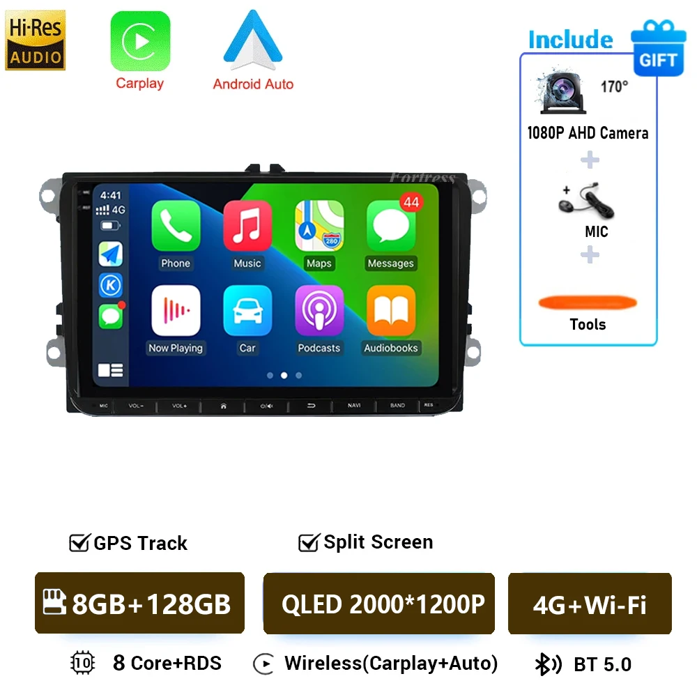 Автомобильный радиоприемник 2Din Android для Volkswagen Golf 5 6 Polo Passat B6 B7 CC Skoda Jetta Универсальный мультимедийный Carplay Wi-Fi GPS-навигация