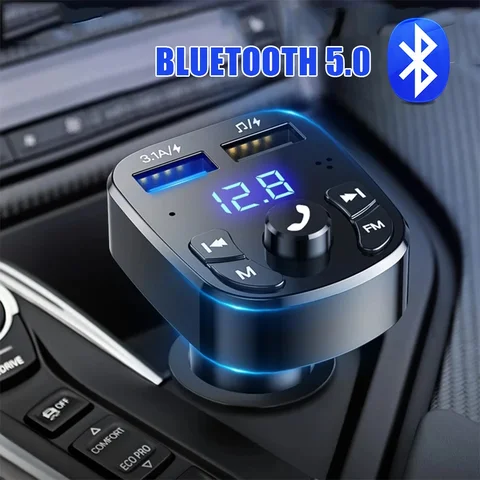 Автомобильный беспроводной MP3-плеер с функцией Hands-Free, Bluetooth-совместимый аудиоресивер 5,0, FM-передатчик, автомобильный комплект с быстрой зарядкой с двумя USB-портами