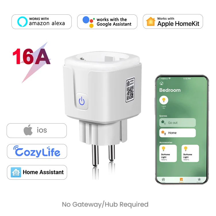 

Умная розетка HomeKit с поддержкой Wi-Fi, 16 А