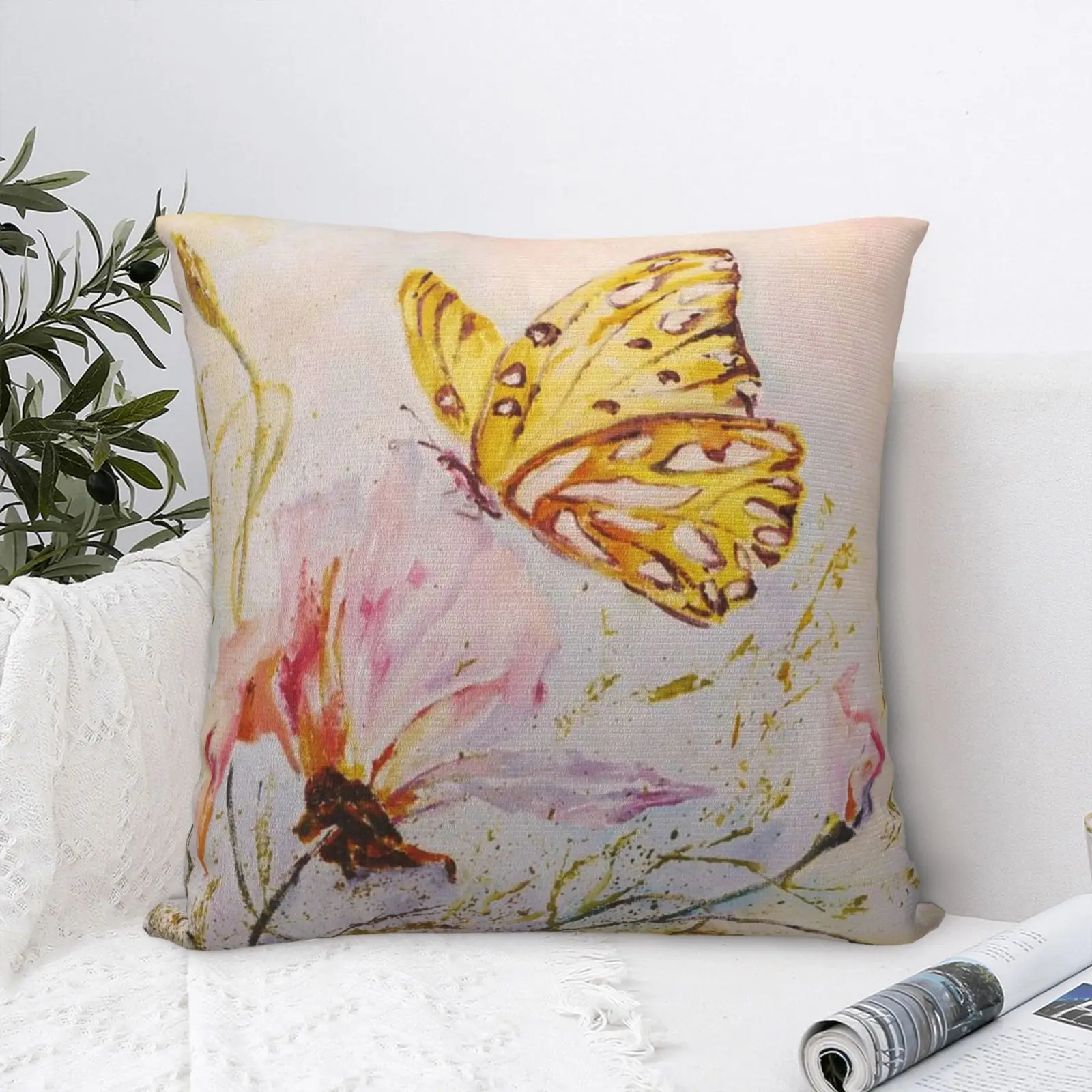 

Чехол для подушки с бабочками и цветами, 3 предмета