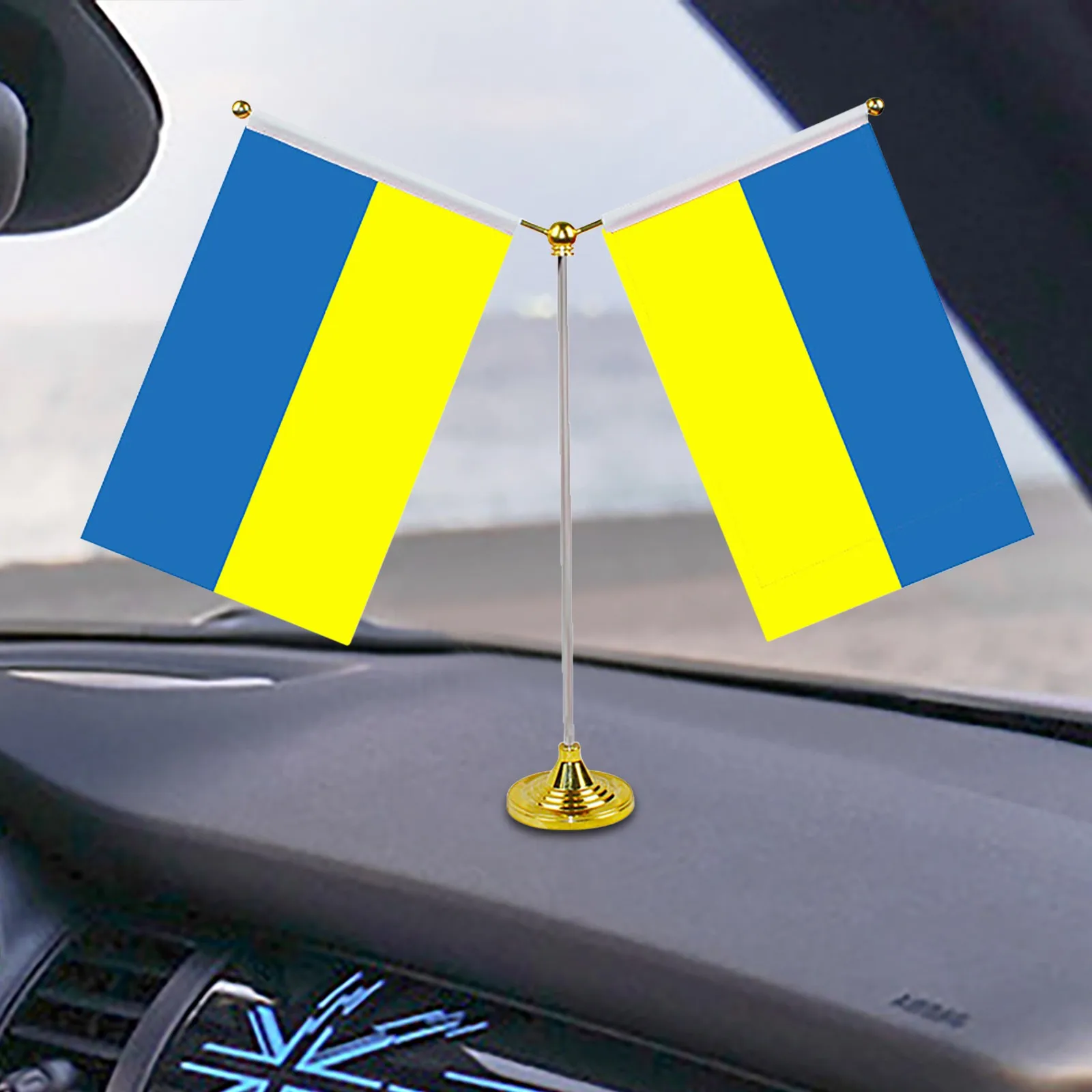 

Миниатюрный украинский флаг, центральная консоль 14 х20 см, декоративное украшение для салона, настольное украшение