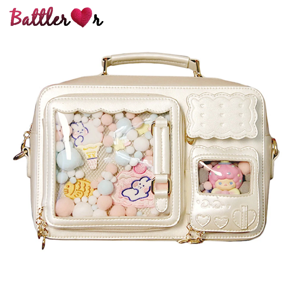 Classic Ita Bag Women Transparent PVC Pocket Messenger Bag JK Sweet Lolita Shoulder Bag and Jelly Wallet for Girls Badge Flaps