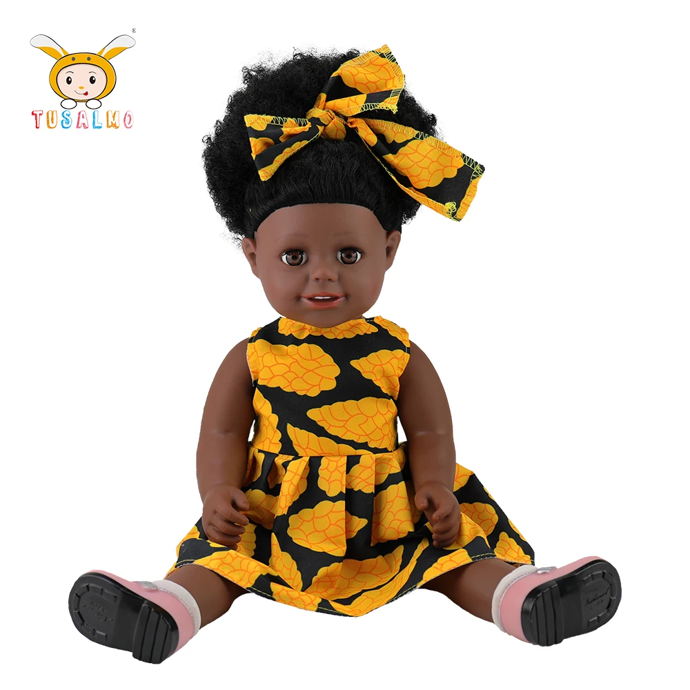 

Sale Baby Toys Children Gift Silicon Doll Customized 45cm Cute black dolls For Kids