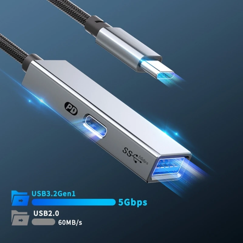 DXAB 2 в 1 USB C OTG адаптер для зарядки 3.2 Gen разветвитель PD60W кабель быстрой 5 Гбит/с