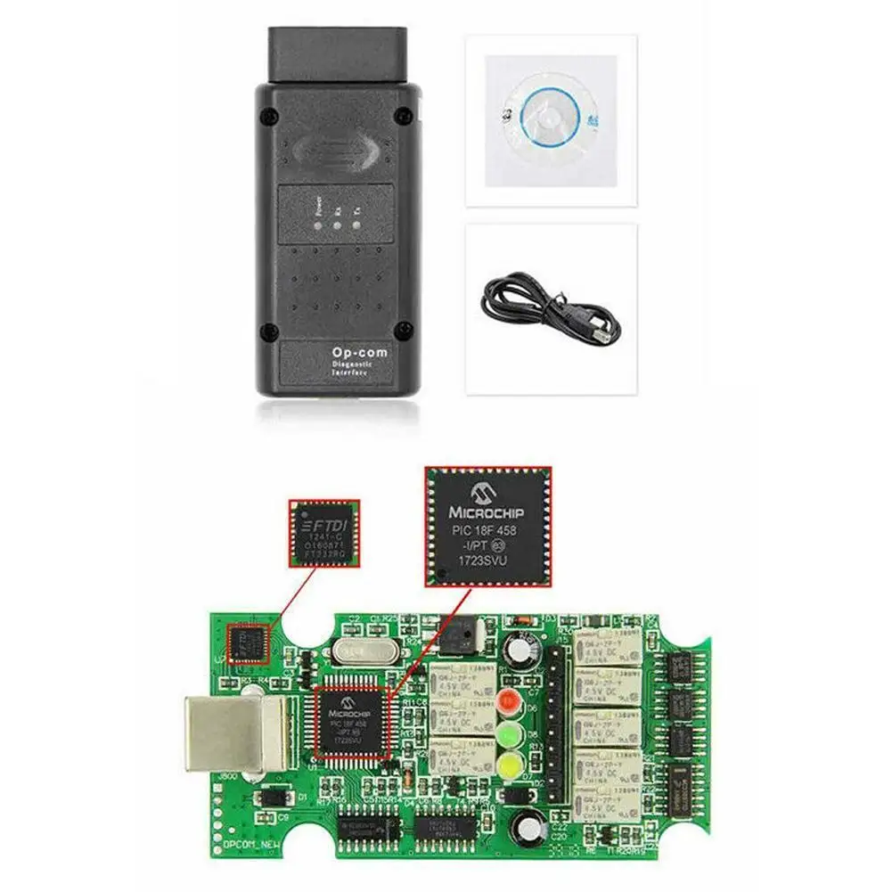 OP COM OBD2 диагностические инструменты V1.99 Real PIC18F458 могут быть обновлены для Opel