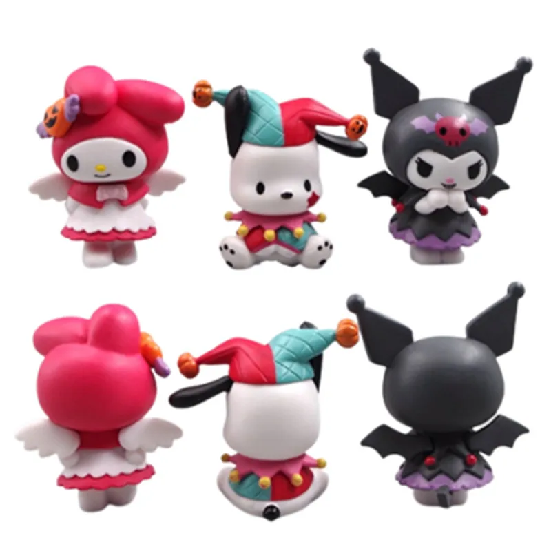 

3Pcs/Set Sanrio Anime Figurine Mini Cinnamoroll Melody Pachacco Kawaii Doll Home Desktop Decoration Cartoon Collection Halloween